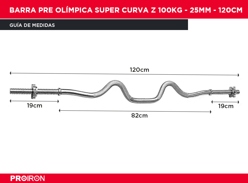 Barra Pre Olímpica Super Curva Z 100kg - 25mm - 120cm