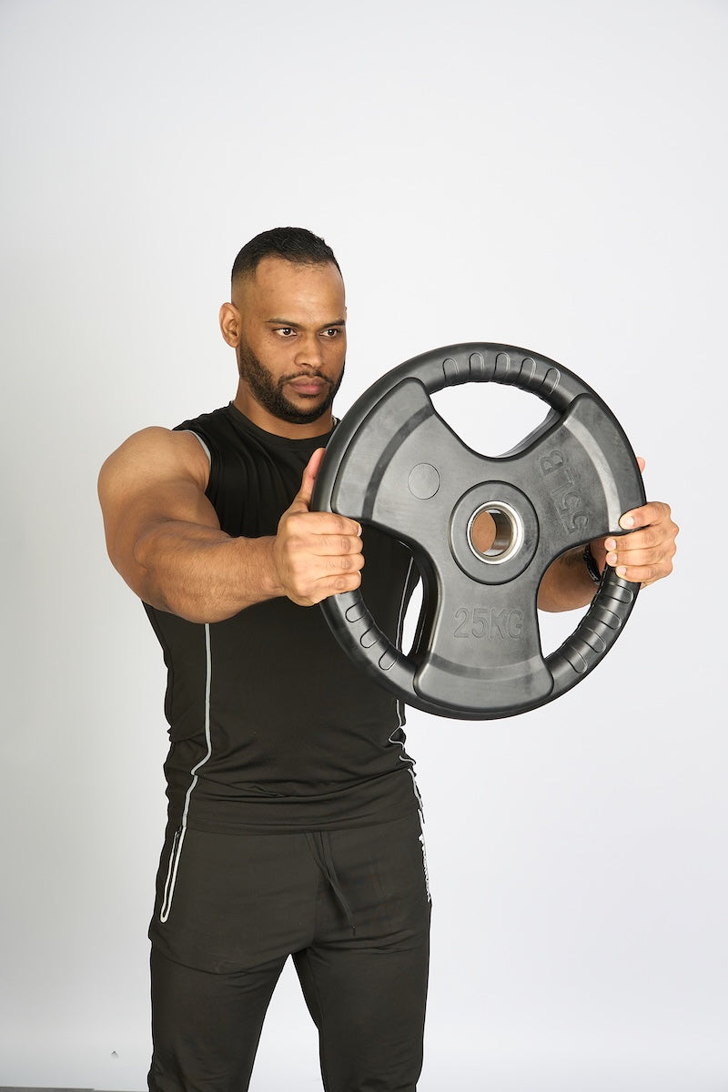 Disco Olímpico de Caucho Tri Agarre (Par)