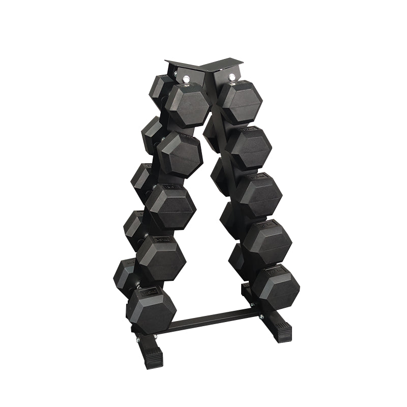 Sets de Mancuernas Hexagonales de Caucho + RACK de 5 Pares