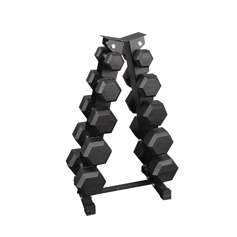 Sets de Mancuernas Hexagonales de Caucho + RACK de 5 Pares