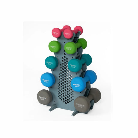 Sets de Mancuernas de Neopreno + RACK de 5 niveles