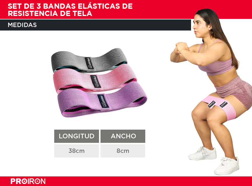Set de 3 Bandas Elásticas de Resistencia de Tela