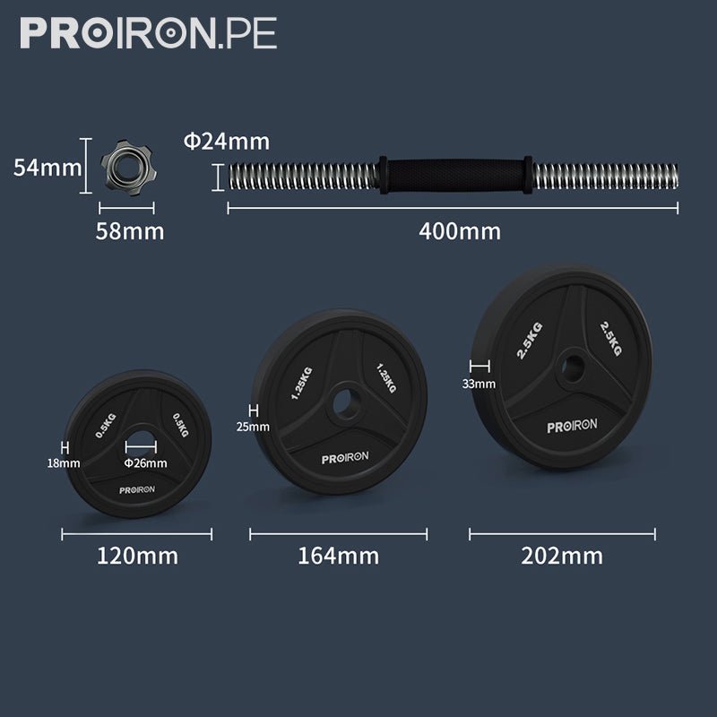 JUEGO DE MANCUERNAS DE CAUCHO AJUSTABLE - PROIRON PERU