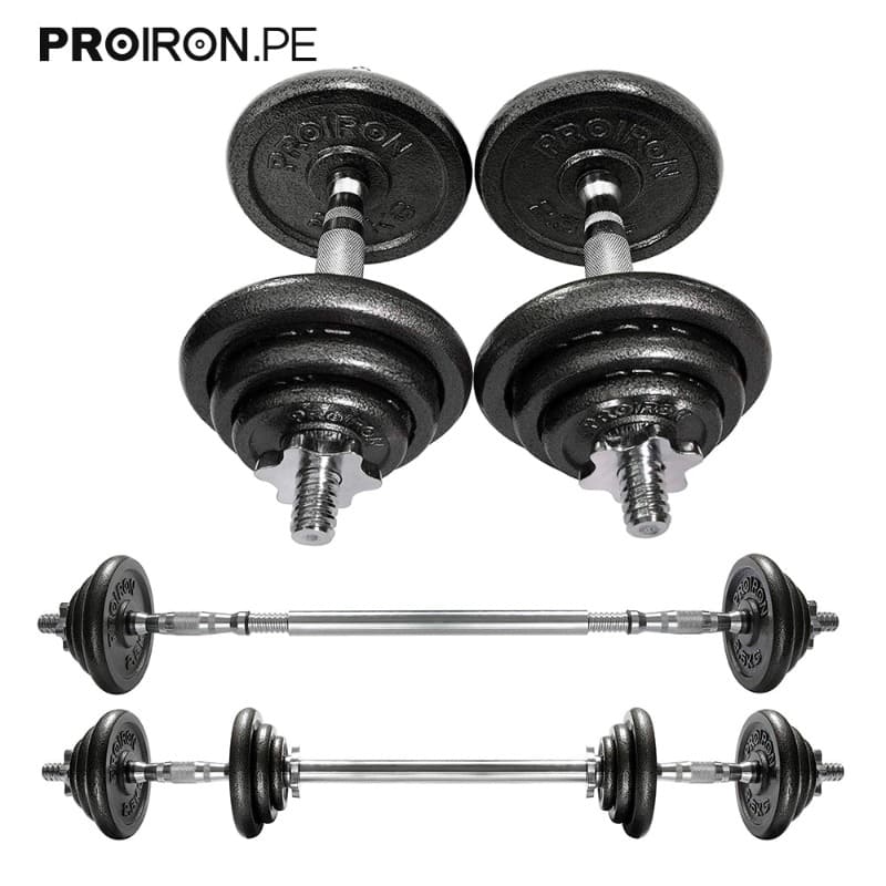 JUEGO DE MANCUERNAS DE HIERRO FUNDIDO AJUSTABLE DE 20KG - PROIRON PERU