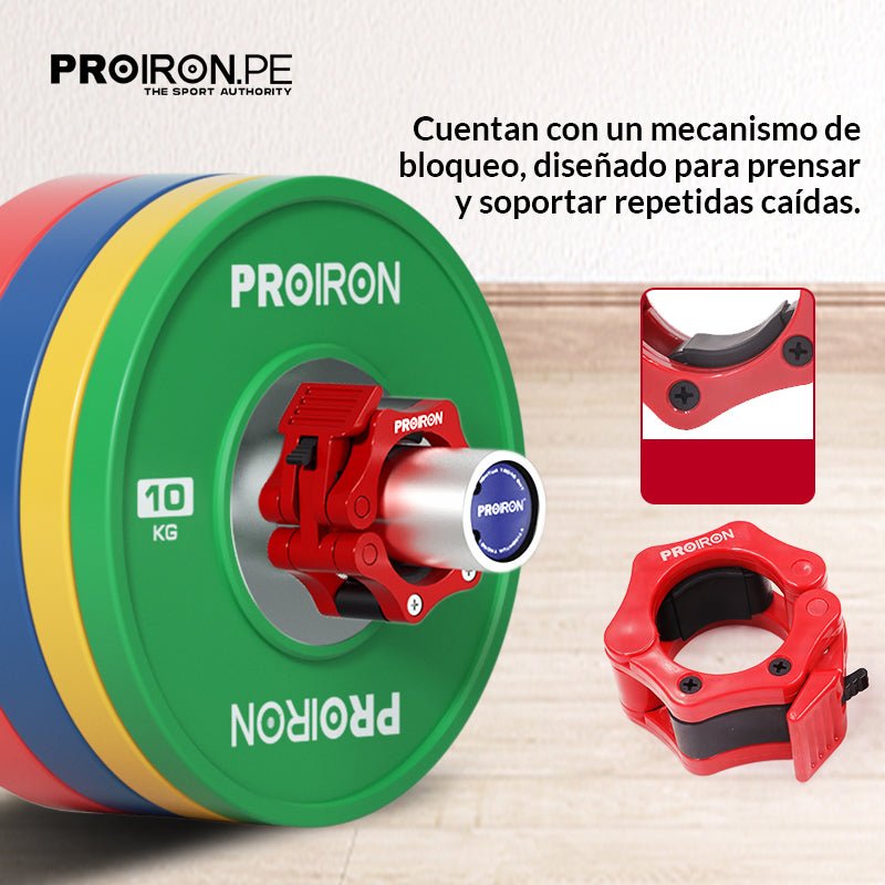 PAR DE COLLARINES DE SEGURIDAD PARA BARRA PROIRON - ROJO - PROIRON PERU