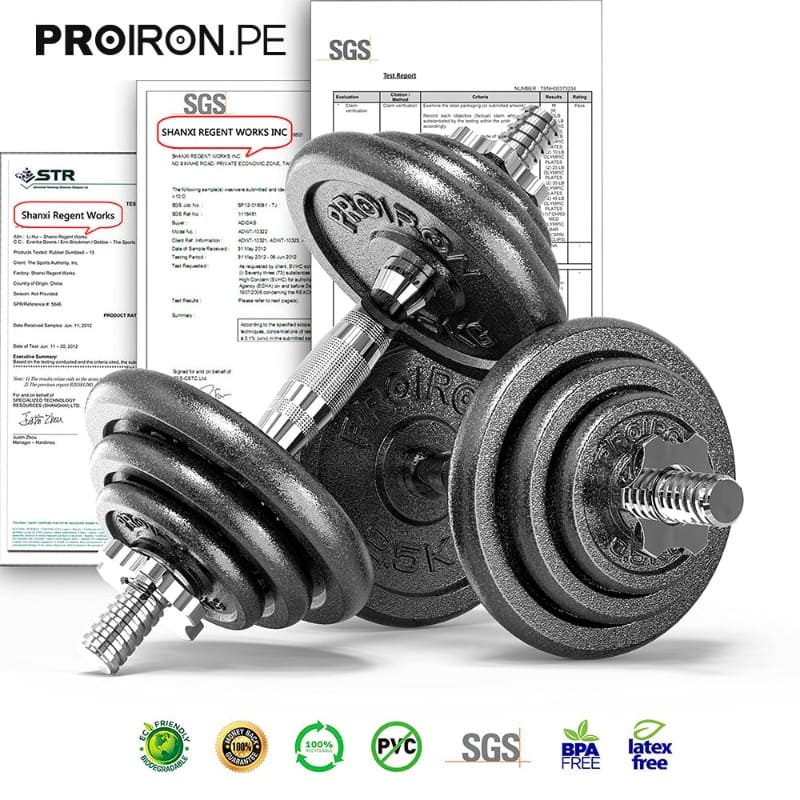 JUEGO DE MANCUERNAS DE HIERRO FUNDIDO AJUSTABLE DE 20KG - PROIRON PERU