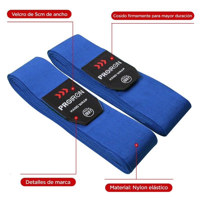 VENDAS SEMI ELÁSTICAS PARA ENTRENAMIENTO DE BOXEO, MUAY THAI Y MMA - PROIRON PERU