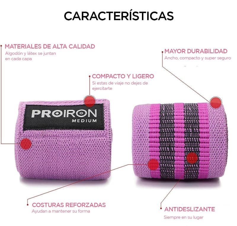 SET DE BANDAS DE RESISTENCIA DE TELA ELÁSTICA - PROIRON PERU