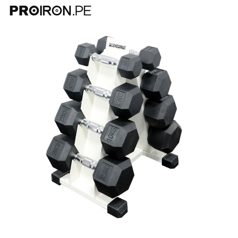 SETS DE HEXAGONALES DE CAUCHO + RACK - PROIRON PERU