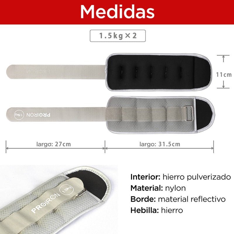PESAS TOBILLERAS Y MUÑEQUERAS AJUSTABLES - PROIRON PERU
