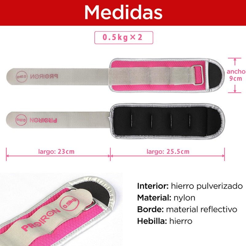 PESAS TOBILLERAS Y MUÑEQUERAS AJUSTABLES - PROIRON PERU