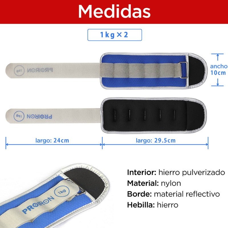 PESAS TOBILLERAS Y MUÑEQUERAS AJUSTABLES - PROIRON PERU