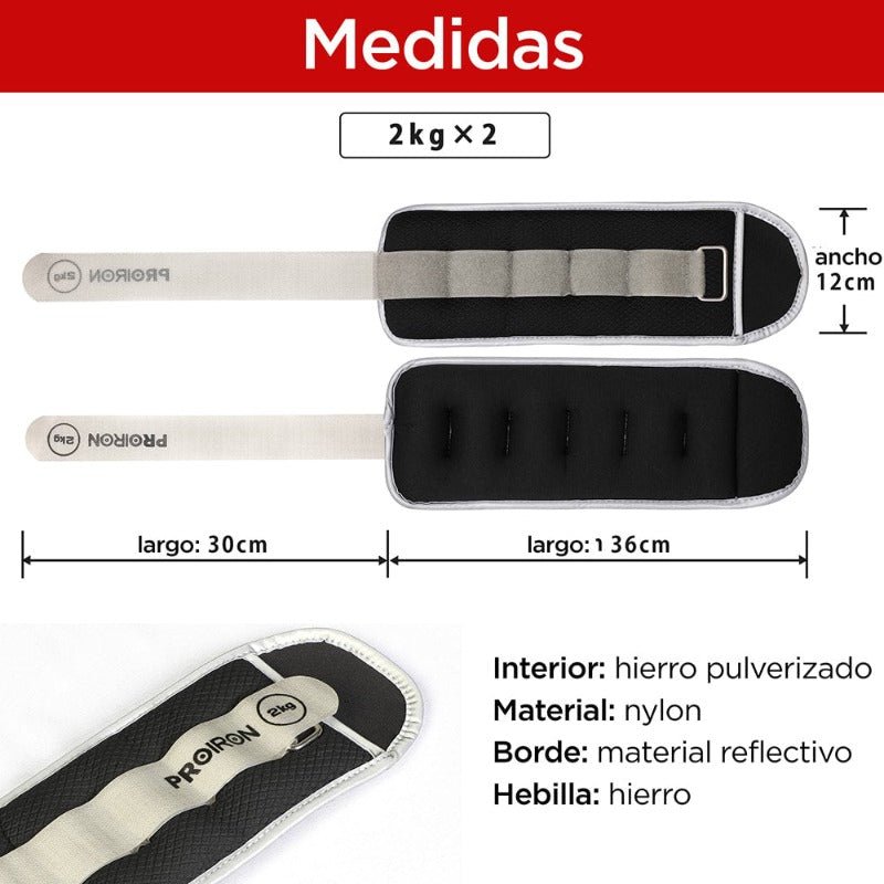 PESAS TOBILLERAS Y MUÑEQUERAS AJUSTABLES - PROIRON PERU