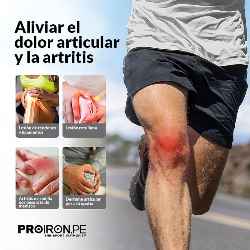 RODILLERA DEPORTIVA DE COMPRESION EN FORMA DE U CON ALMOHADILLA DE GEL Y ESTABILIZADORES LATERALES AZUL CON GRIS - PROIRON PERU