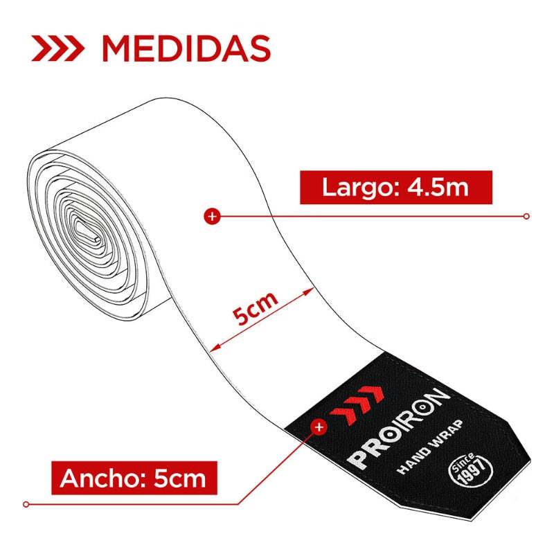 VENDAS SEMI ELÁSTICAS PARA ENTRENAMIENTO DE BOXEO, MUAY THAI Y MMA - PROIRON PERU