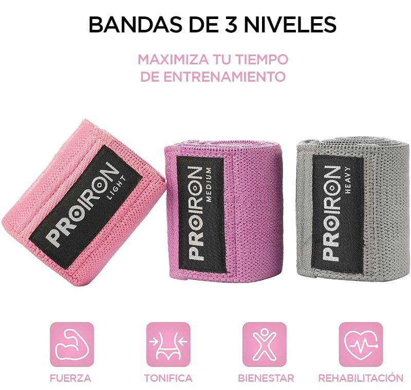 SET DE BANDAS DE RESISTENCIA DE TELA ELÁSTICA - PROIRON PERU