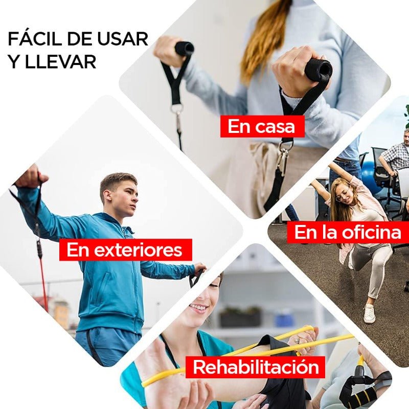 SET DE 5 LIGAS DE RESISTENCIA TUBULARES - PROIRON PERU