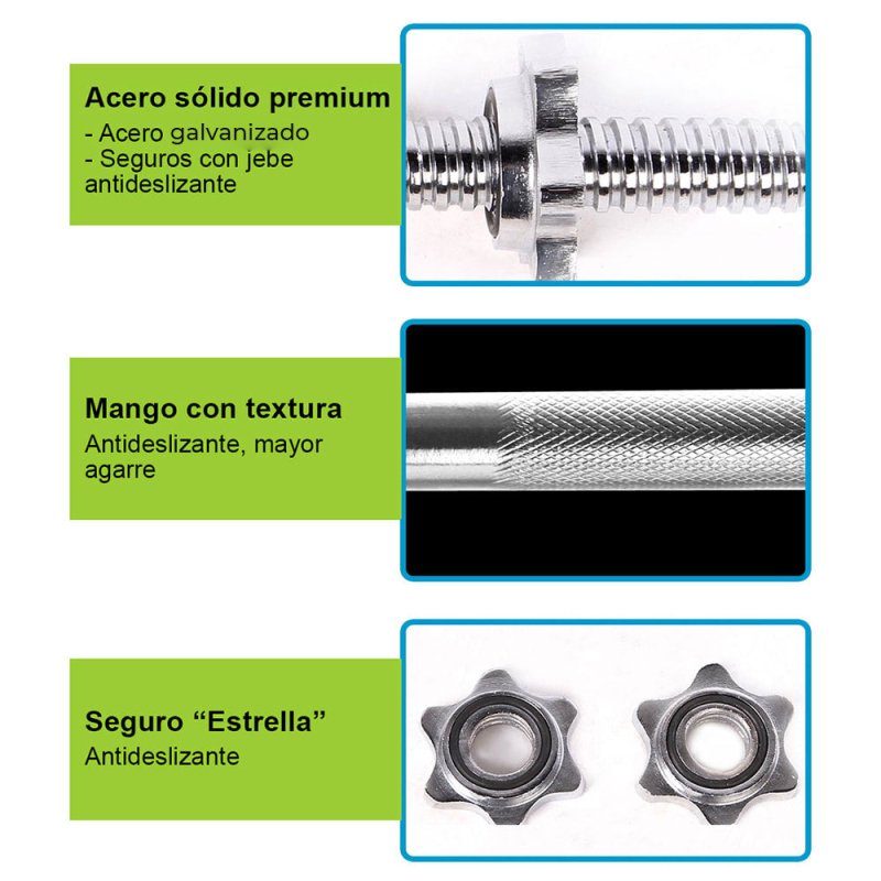 BARRA RECTA ESTÁNDAR CROMADA DE 72 PULGADAS - PROIRON PERU