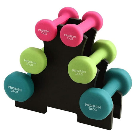 Sets de Mancuernas de Neopreno + RACK - PROIRON PERU