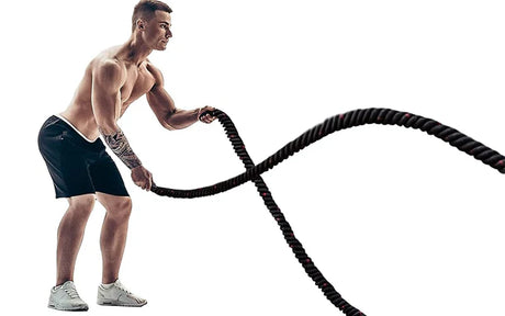Circuito cardio en casa con soga para saltar, battle rope y mini step