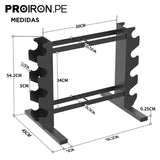 RACK DE ACERO COMPACTO PARA MANCUERNAS Y PESAS RUSAS - PROIRON PERU