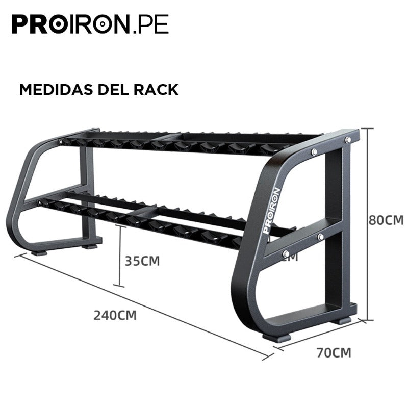 RACK DE 10 PARES DE MANCUERNAS DE 2 NIVELES - PROIRON PERU