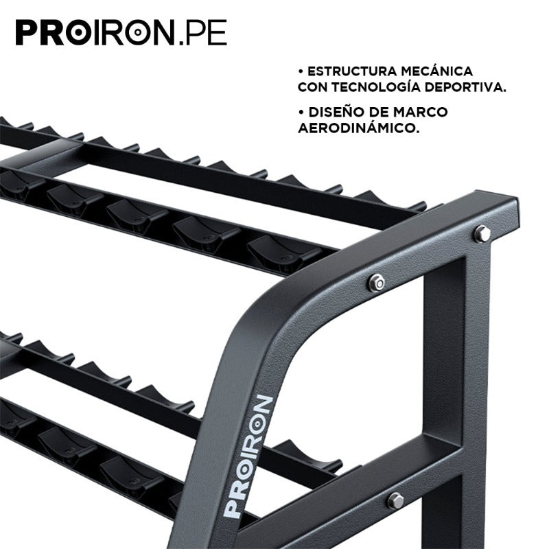 RACK DE 10 PARES DE MANCUERNAS DE 2 NIVELES - PROIRON PERU