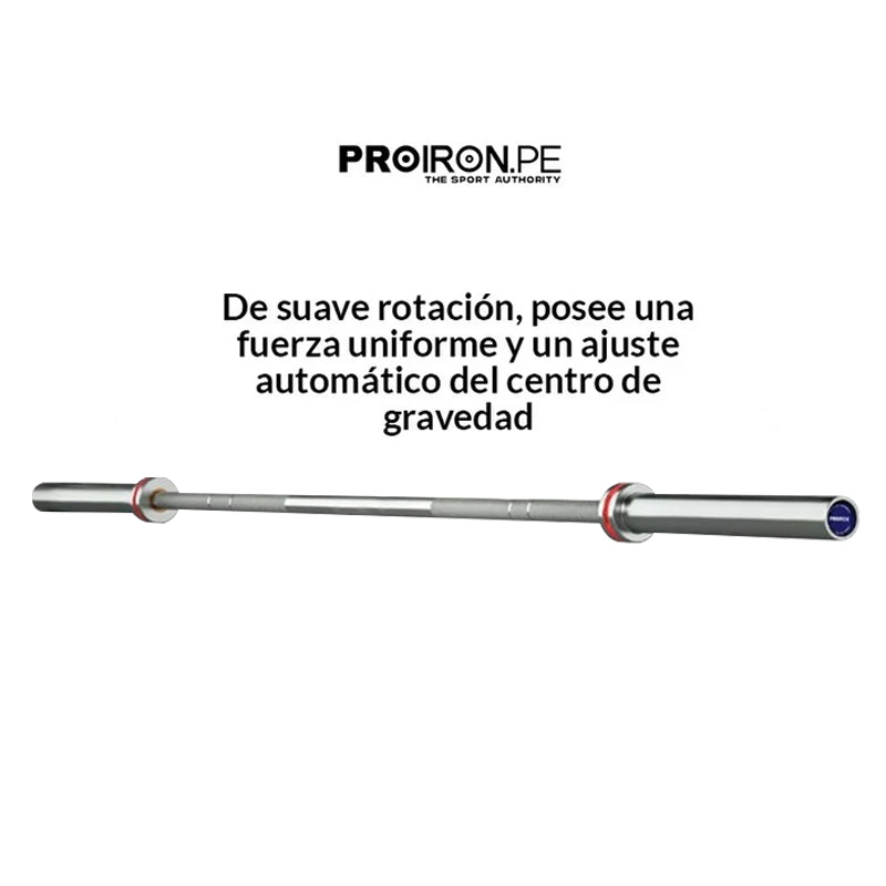Barra Olímpica PRO 450kg - 50mm - 220cm - 8 bujes PROIRON Peru