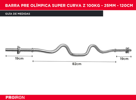 Barra Pre Olímpica Super Curva Z 100kg - 25mm - 120cm