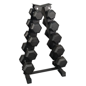 Sets de Mancuernas Hexagonales de Caucho + RACK de 5 Pares