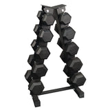 Sets de Mancuernas Hexagonales de Caucho + RACK de 5 Pares