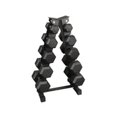 Sets de Mancuernas Hexagonales de Caucho + RACK de 5 Pares