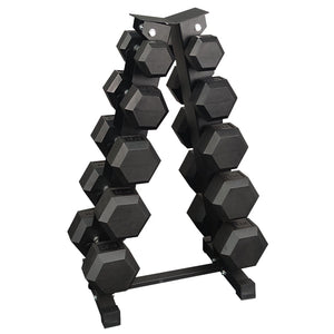 Sets de Mancuernas Hexagonales de Caucho + RACK de 5 Pares