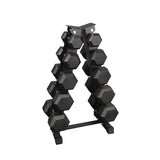 Sets de Mancuernas Hexagonales de Caucho + RACK de 5 Pares