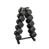 Sets de Mancuernas Hexagonales de Caucho + RACK de 5 Pares