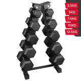 Sets de Mancuernas Hexagonales de Caucho + RACK de 5 Pares