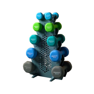 Sets de Mancuernas de Neopreno + RACK de 5 niveles