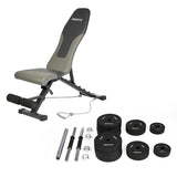 Set Home Gym PRO (Banca PRO -I + Juego de Mancuernas de Caucho Ajustable)
