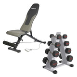 Set Home Gym PRO (Banca PRO-I + Set de Mancuernas Dodecagonales de Caucho + Rack)