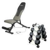 Set Home Gym PRO (Banca PRO-I + Set de Mancuernas Hexagonales de Caucho + Rack)