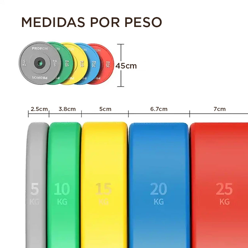 Discos Olímpicos Calibrados para Powerlifting de Caucho (Par) PROIRON Peru