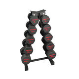 Sets de Mancuernas de Caucho Dodecagonales + RACK de 5 Pares