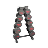 Sets de Mancuernas de Caucho Dodecagonales + RACK de 5 Pares