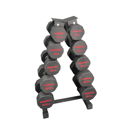 Sets de Mancuernas de Caucho Dodecagonales + RACK de 5 Pares