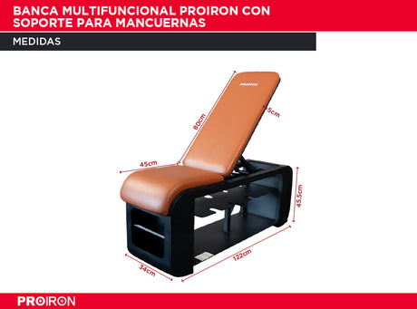 Banca Multifuncional PROIRON con Soporte para Mancuernas