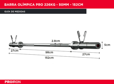 Barra Olímpica PRO 226kg - 50mm - 152cm