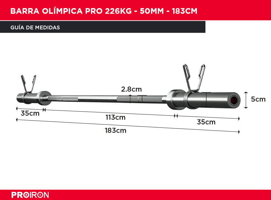 Barra Olímpica PRO 226kg - 50mm - 183cm