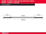 Barra Olímpica PRO Black Edition 450kg - 50mm - 220cm - 8 bujes