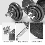 JUEGO DE MANCUERNAS DE HIERRO FUNDIDO AJUSTABLE DE 20KG - PROIRON PERU