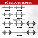 JUEGO DE MANCUERNAS DE HIERRO FUNDIDO AJUSTABLE DE 20KG - PROIRON PERU